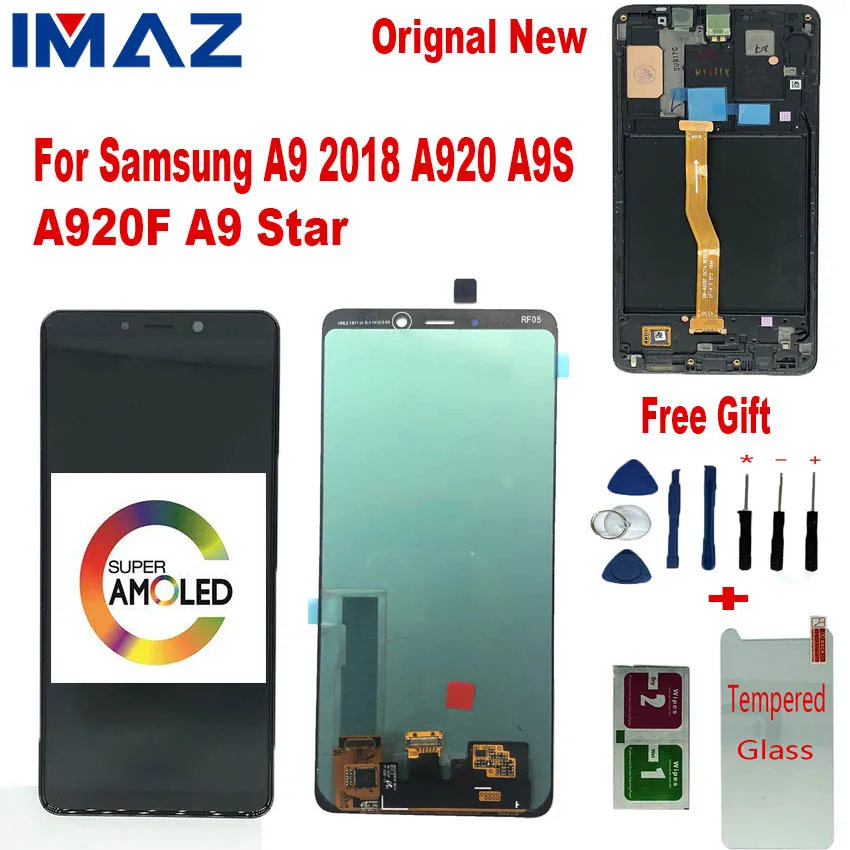 Оригинальный ЖК-дисплей IMAZ SUPER AMOLED для Samsung Galaxy A920 A9 2018 A9s Star Pro с сенсорным экраном