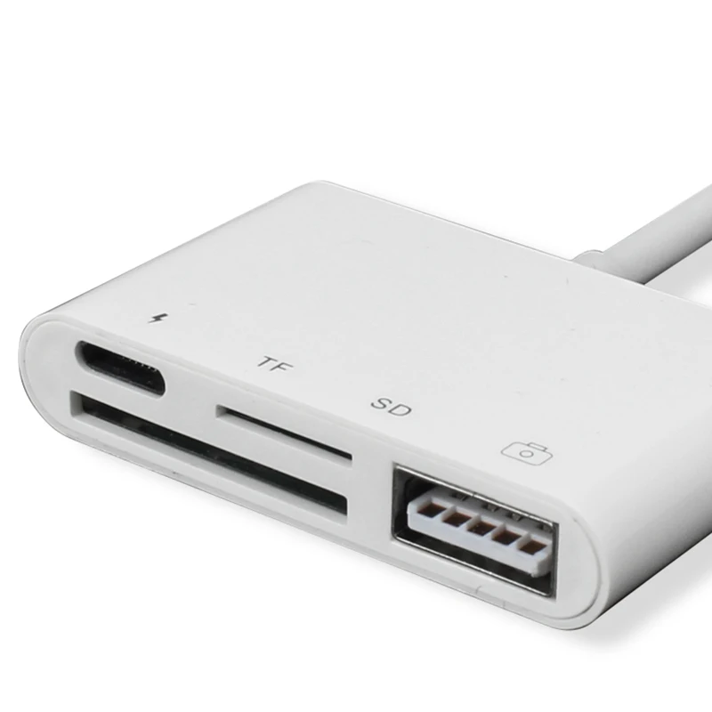 Дешево 4 в 1 SD TF font b Card b font font b Reader b font Камера OTG Адаптер Кабель Преобразователь Комплект подключения зарядного для iPhone X 8 7 iPad для Lightning