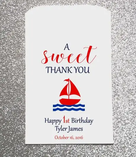 Us 15 28 Off Custom Sail Boat Nautical Birthday Candy Buffet Treat Gift Bar Bags Baby Shower Bakery Cookie Favor Popcorn Pouches In