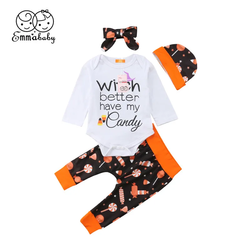 

Infant Toddlers Newborn Baby Boys Girl Clothes Long Sleeve Cotton Halloween Hat Casual Tops T-shirt Leggings Outfits Set