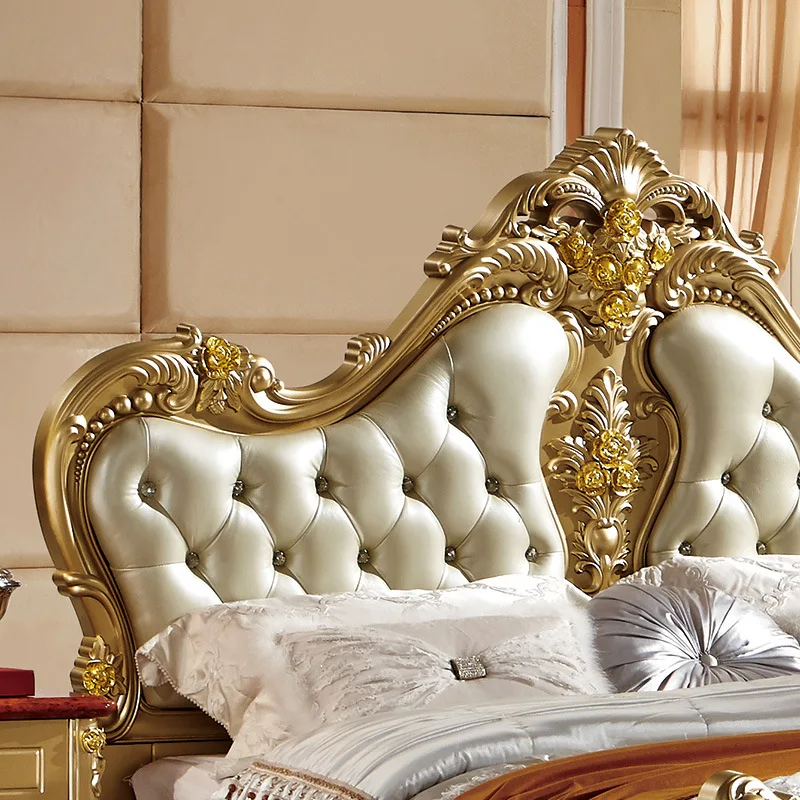 Special Offer Bedroom Set leather bed cama Para Quarto European Style Bedroom Set With Gold Carving Special Offer Bedroom Set leather bed cama Para Quarto European Style Bedroom Set With Gold Carving