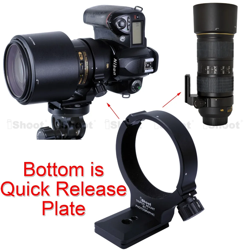 Suporte da Câmera Colar com Arca Placa de Liberação Rápida para Nikon Lente Tripé Montagem Anel Ajuste Af-s 300mm f – 4e pf ed vr Rt-1