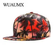 Wuaumx Высококачественная Кепка Snapback для мужчин и женщин с 3D принтом Кокосовая Пальмовая бейсбольная кепка плоская верхняя часть хип-хоп кепка с плоским козырьком gorras planas