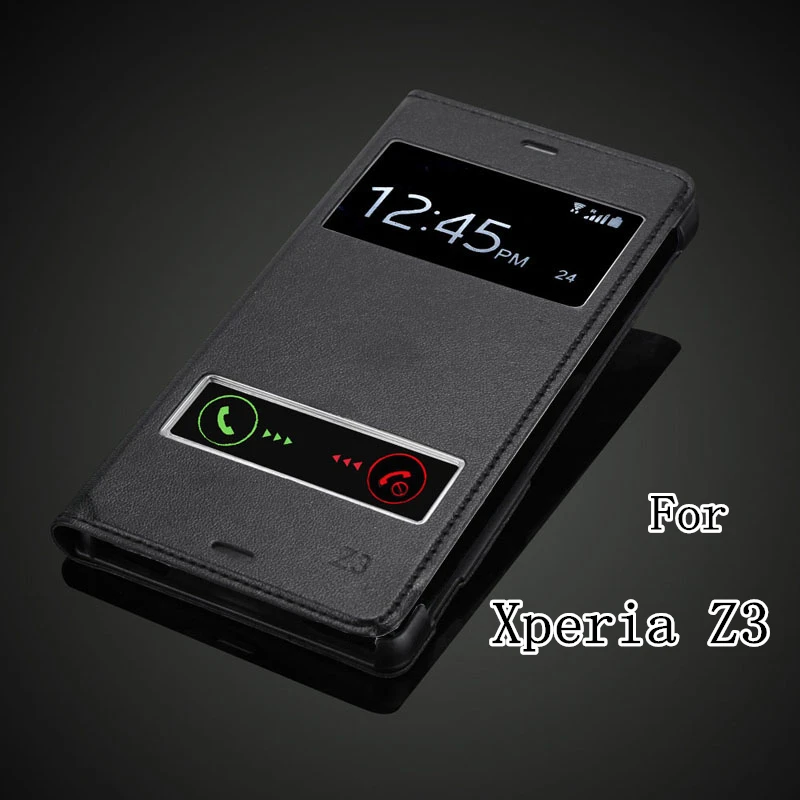 

For Sony Xperia Z3 D6603 D6643 D6653 D6616 D6633 Battery housing cover Luxury Hashion View Windows Flip Leather PU Case