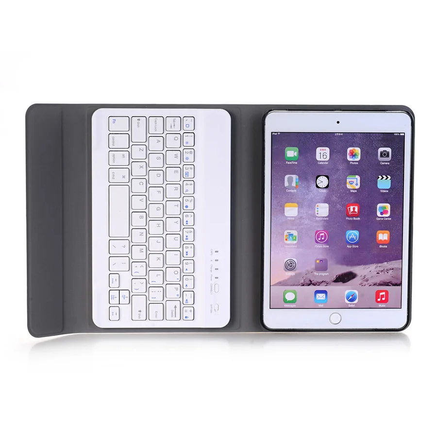 Wireless Bluetooth Keyboard Leather Case Stand Cover for Apple iPad mini 1 2 3 Tablet Protective Case Skin with Keyboard (68)