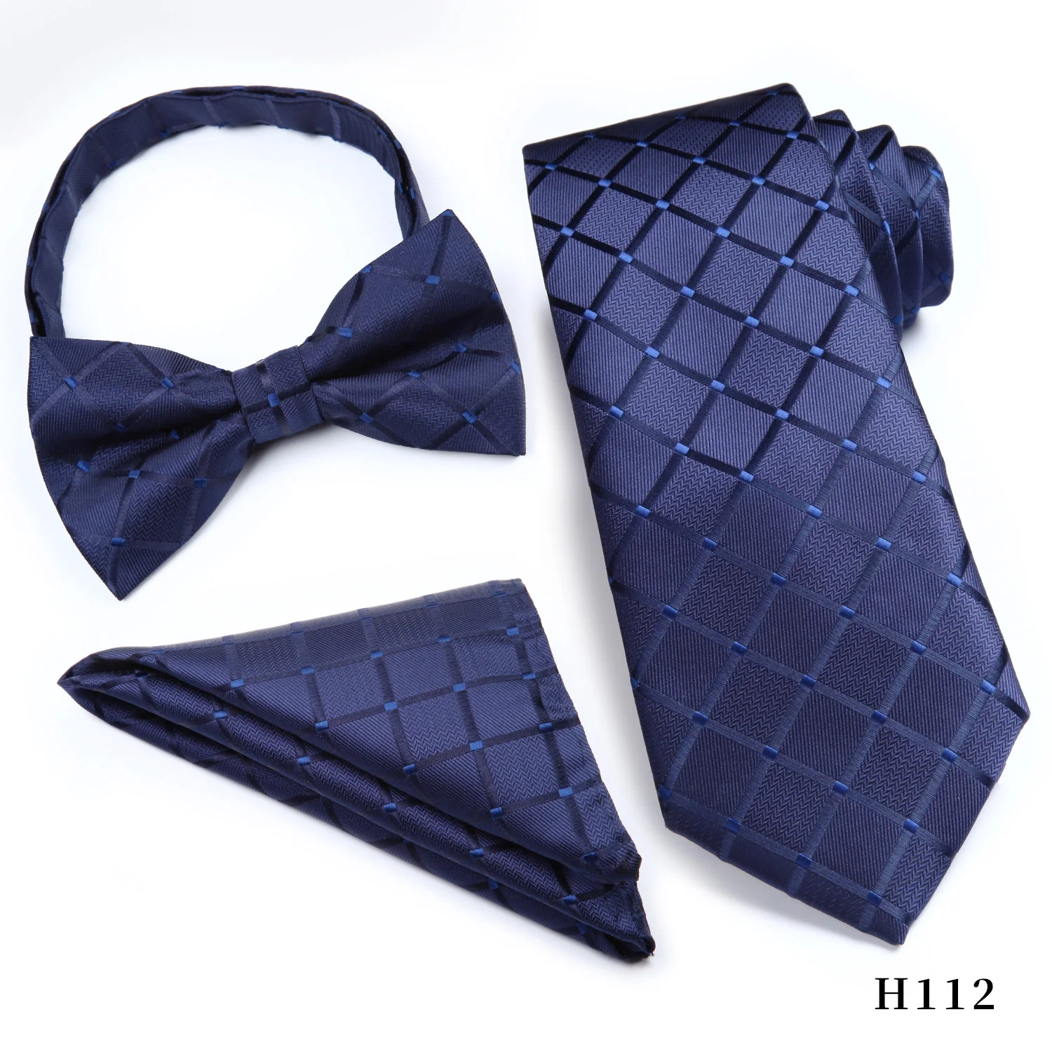 HISDERN 3 шт. классический галстук в горошек с узором пейсли в полоску для мужчин Предварительно галстук-бабочка и карман квадратный галстук-бабочка подарочная коробка для носовых платков - Цвет: H102 Without Box