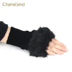 CHAMSGEND Прямая доставка Мода 2017 г. Высокое качество для женщин теплые зимние Искусственный мех кролика наручные перчатки-метенки без пальцев