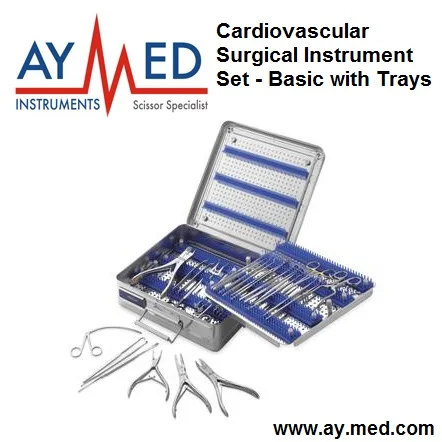 

Premium Quality Cardiovascular Surgical Instrument Set - Basic with Trays - Surgical Surgery Scissors