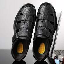 Melissa Adulto/ летние модные мужские сандалии из натуральной коровьей кожи с перфорацией; Мужские модельные туфли; классические сандалии на плоской подошве