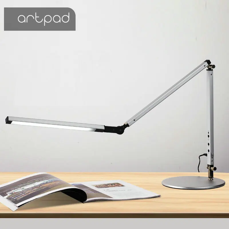 Billig Artpad 8W Clamp Langen Arm Schreibtisch Lampe 3 Helligkeit Dimmen Folding Einstellbare LED Moderne Tisch Lampe für Büro Business lesen