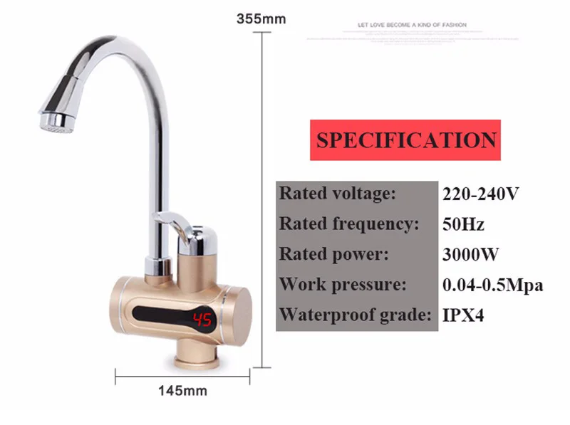 Gwai ЕС Plug tankless мгновенный кран золото водонагреватель Мгновенное ВОДОНАГРЕВАТЕЛЬ коснитесь Кухня горячей воды кран с светодиодный огни