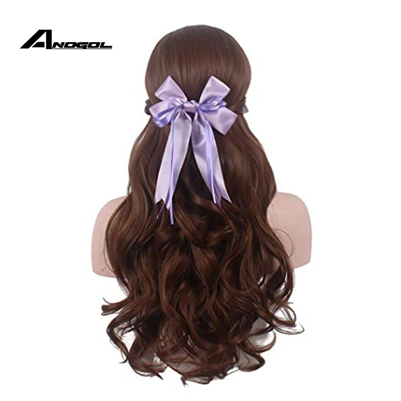 

Anogol The Nutcracker And The Four Realms Clara wig Long Body Wave Brown Clip Ponytail Synthetic Cosplay Wig For Adult Role Play