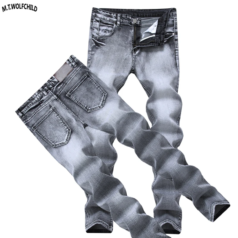 

Fashion Vintage Men's Cowboy Pants Hole Street Men Jeans Masculino Denim Trousers Skinny Cotton Gray Casual Male Jeans 28-42