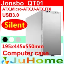 Розничная коробка, бесплатный подарок 12 см вентилятор, бесшумные игровые шасси, USB3.0, 3,5 ''HDD, блок питания ATX, Jonsbo QT01, другие V2, V3