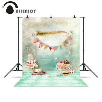 

Allenjoy Backgrounds filming Happy birthday cakes Bakery shop flags customize DIY backgrounds for photo studio new Year