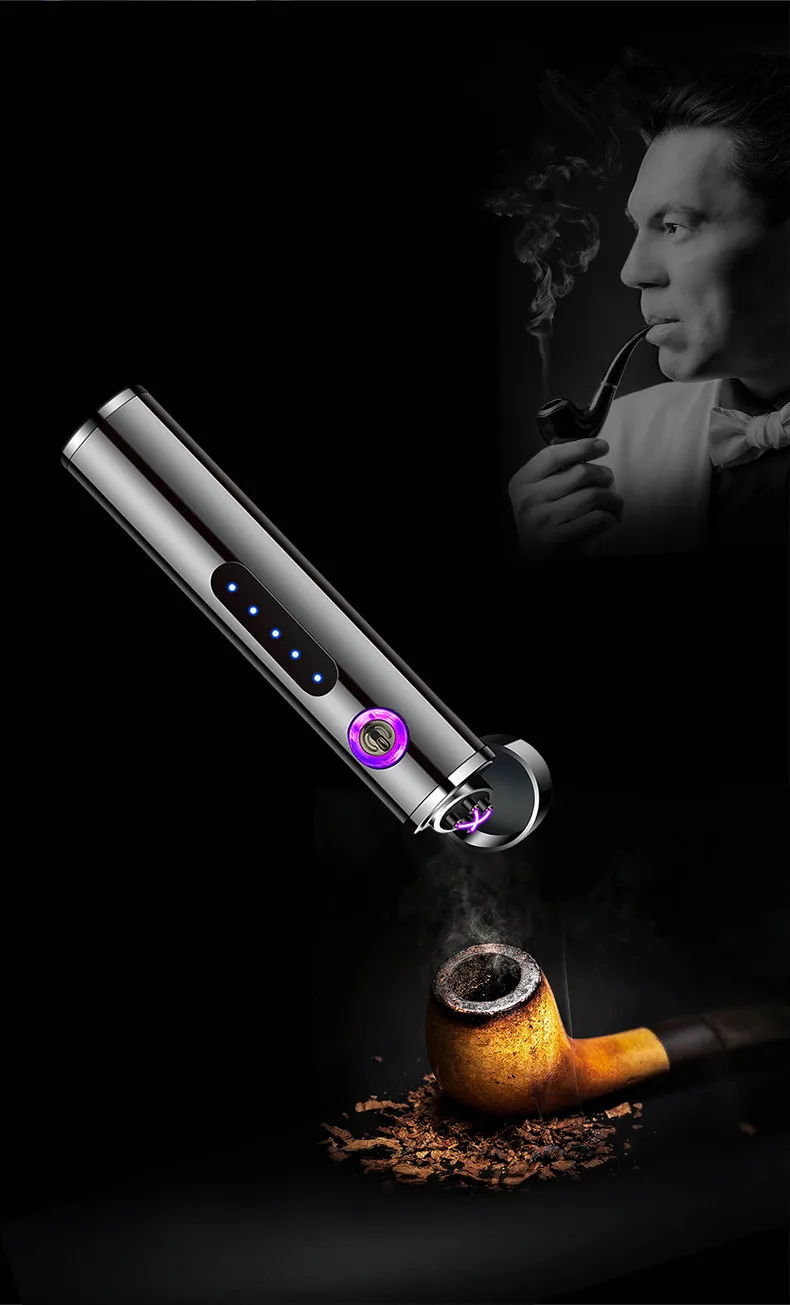 Новая двойная плазменная дуговая зажигалка, ветрозащитная электронная USB зарядка, сигарета, электрическая зажигалка для курения