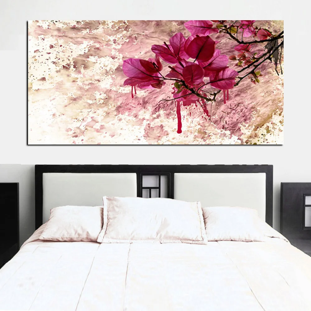 Современный абстрактный красный цветок плакаты и принты пейзаж картина маслом на холсте Куадрос картины на стену искусство для гостиной