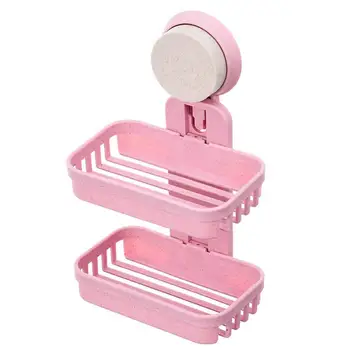 

None Double Layer Soap Box Holder with Suction Cup for Bathroom Kitchen Home
