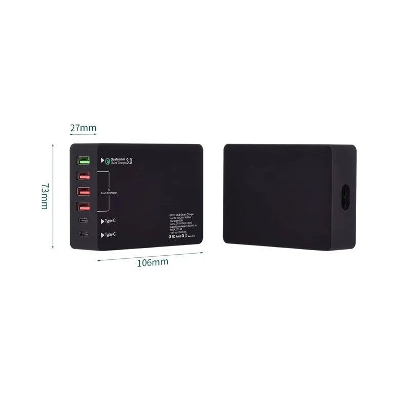 

10Pcs Multifunctional Intelligent quick charging electrical converter USB3.0 quick charging Type - C power jack Safety function