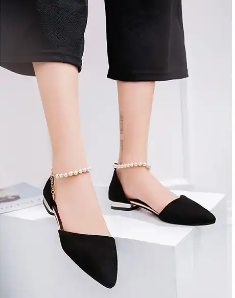 flat pumps with ankle strap