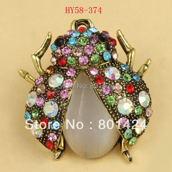 

58-374 fashion jewelry necklace antiquated gold ladybug pendants with rhinestone with semistone