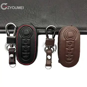 

Genuine Leather Car Key Cover key ring holder For FIAT 500 Panda Punto Bravo Auto Key Car Styling 3 buttons Leather Car Key Case