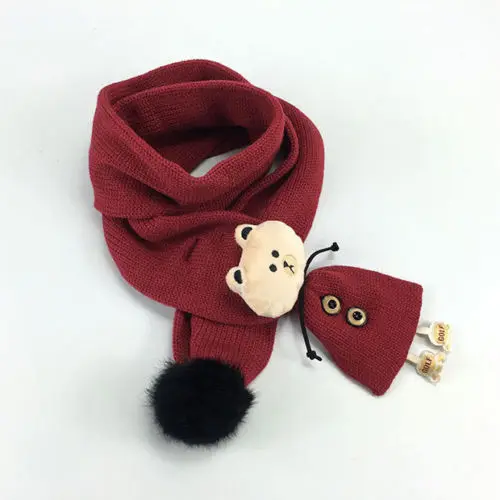 Теплый шарф осень-зима теплый наряд вязаные шарфы детские рождественские подарки - Цвет: Wine red