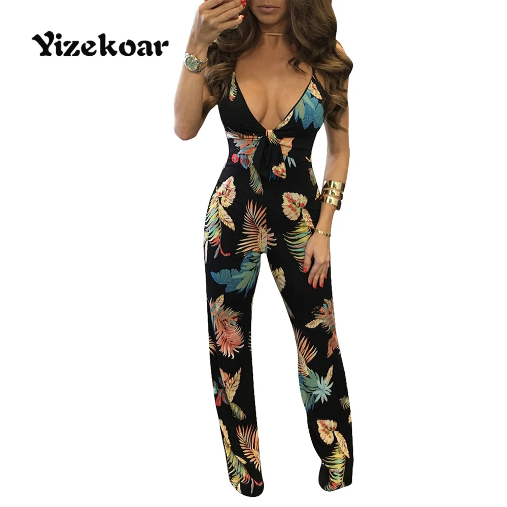 Deep V Jumpsuit - ShopStyle Affordable Round Neck Printed Casual Dresses cheap online