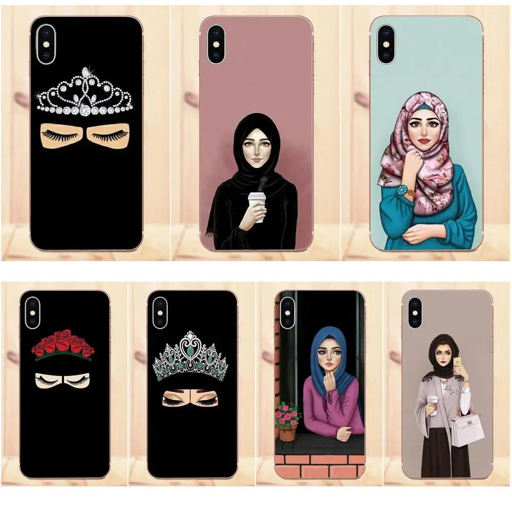 Muslim Islamic Gril Eyes Luxury Flowers Soft TPU Capa For Galaxy Alpha Core Prime Note 4 5 8 S3 S4 S5 S6 S7 S8 S9 mini edge Plus | Мобильные