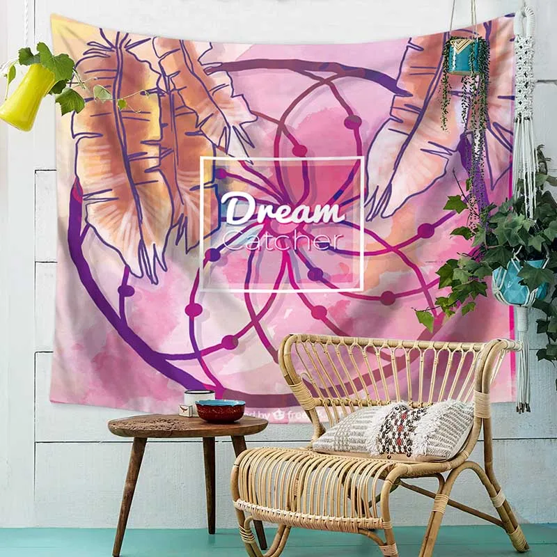 

Mandala Tapestry Wall Hanging Pink Hippie Beach Throwing Carpet Wind Chimes Travel Bohemian Home Art Psychedelic Decoration