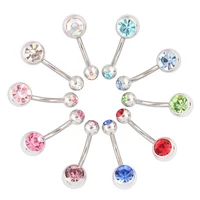 Бесплатная доставка (100 шт./лот) пупок Кольца пирсинг ювелирные изделия Оптовая 14 г хирургические Сталь с двойной кристалл - изображение