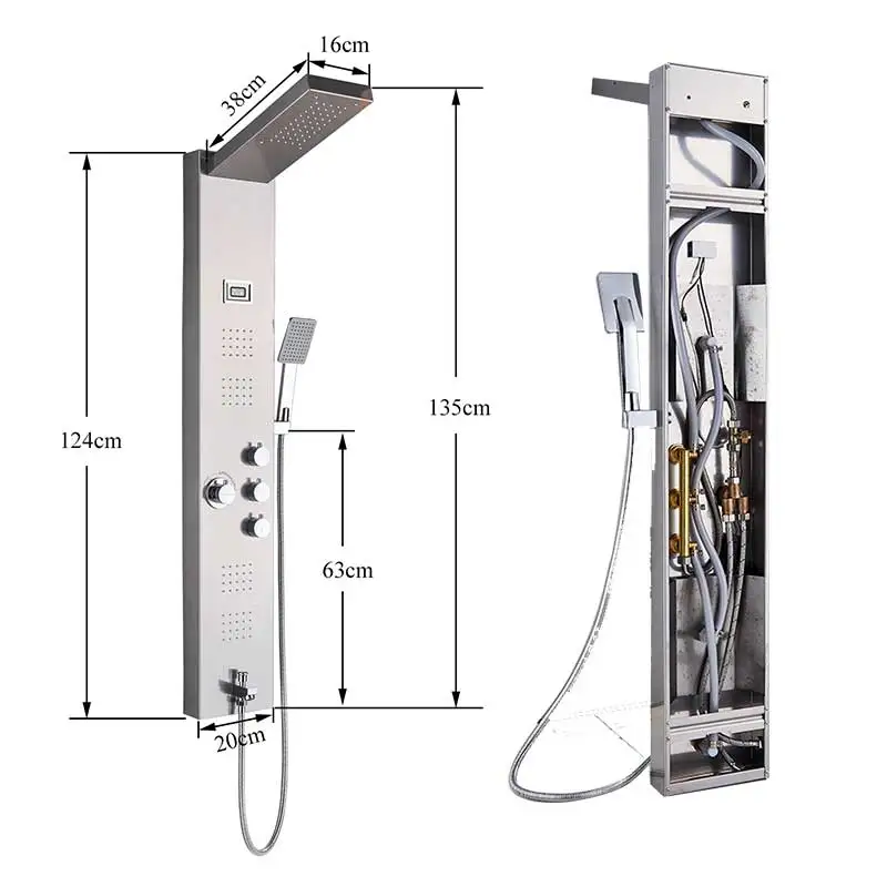 Матовый никель гидроэлектричество Цифровой температурный дисплей душевая панель Колонка дождевой Душ пилон душевая панель системы