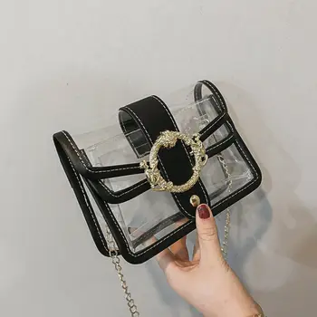 

Fashion Women Transparent PVC Handbag Plastic Cross Body Durable Tote Jelly Summer Shoulder Chain Bag New