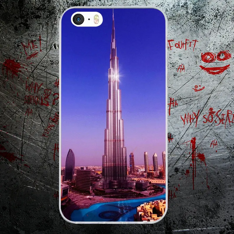 Для iphone 7 6S 6 8 Plus 5 5S 5C SE X 4 4S чехол Spft защитный на телефон сумка Дубай Burj Khalifa Tower