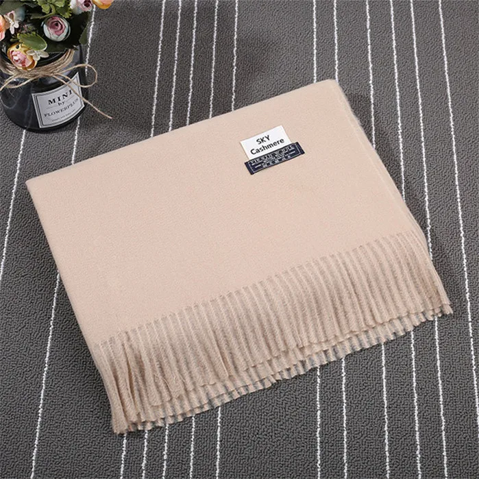 Beige TagerWilen, роскошный брендовый зимний шарф, унисекс,, женский, мужской, шерстяной, небесный, кашемировый шарф, Пашмина, с кисточками, для женщин и мужчин, накидка, шаль - Цвет: Beige
