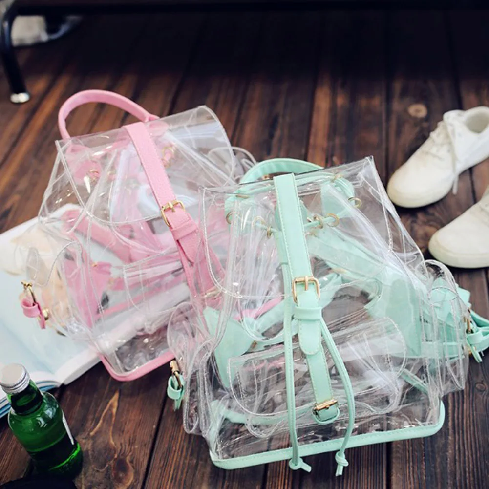 

Women's Backpack Clear Plastic Transparent Security Backpack Bag Ladies Travel Bag Ladies School Bagpack mochila feminina