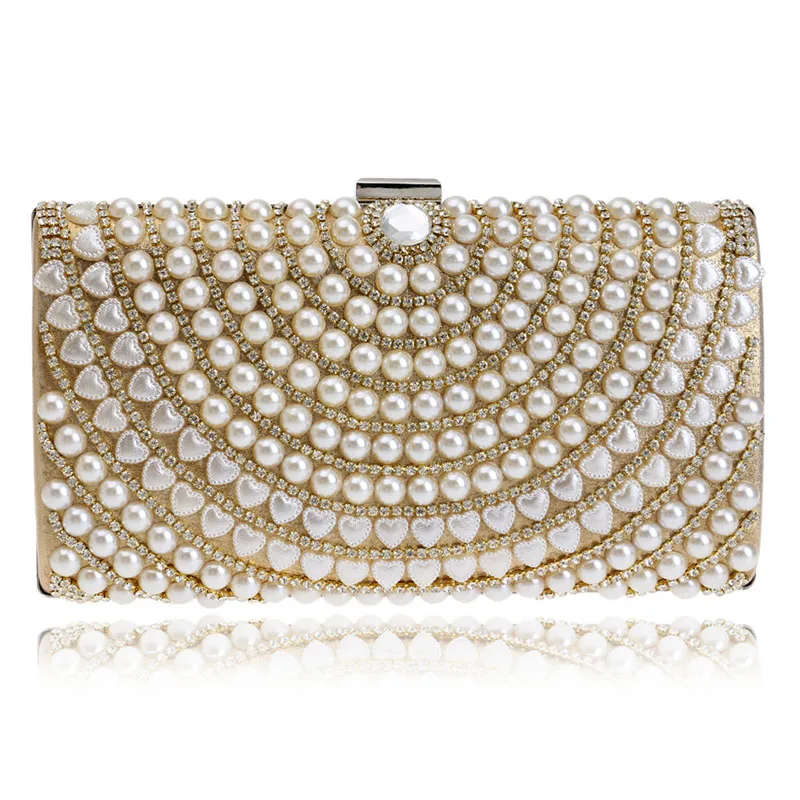 Luxury Pearl Clutch Bags Women Purse Diamond Black Gold Silver Evening