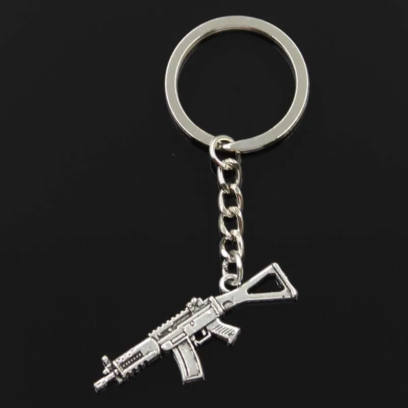 Keychain 45x13mm machine gun assault rifle Pendants DIY Men Jewelry Car