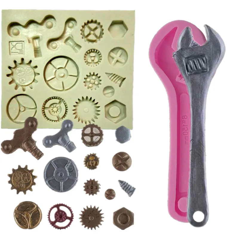 

2pcs/set Cogs & Gears Silicone Mold Fondant Cake Molds Cupcake Mould Baking & Pastry Tools Chocolate Kitchen Accessories