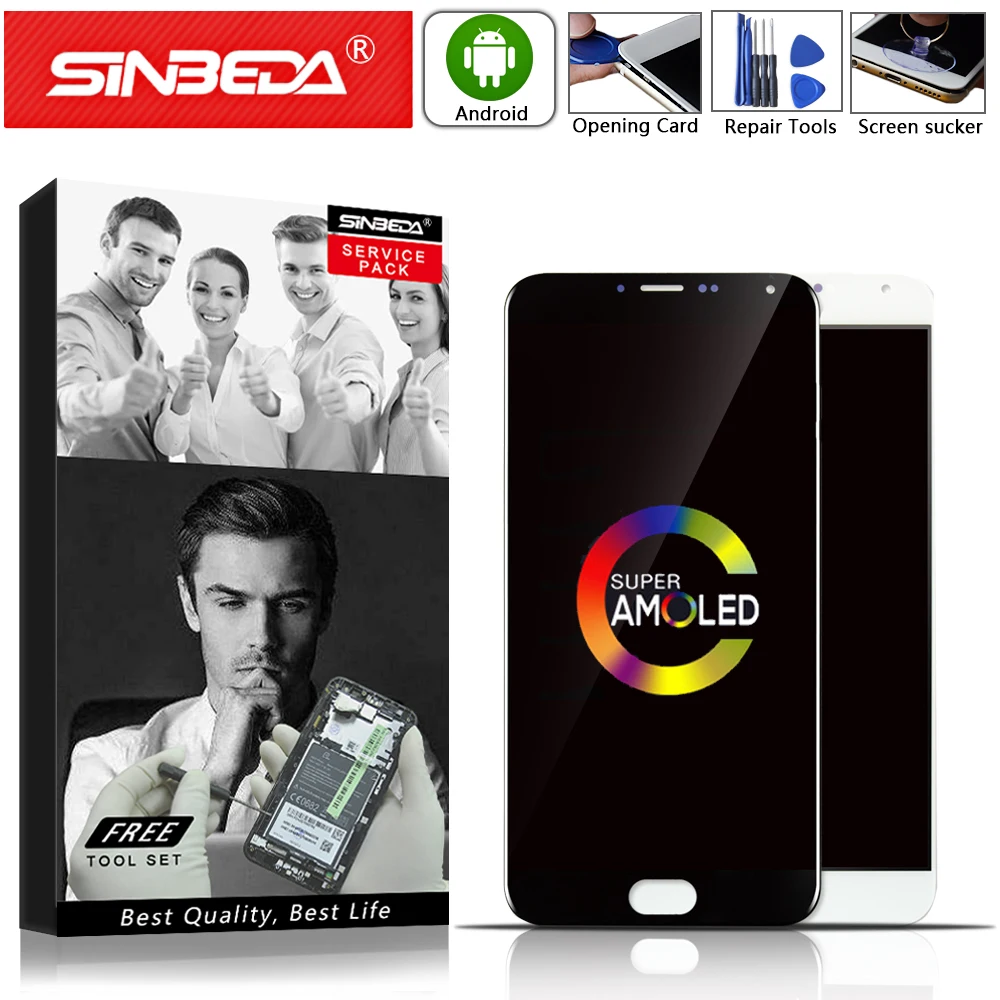 

5.5"Sinbeda For MEIZU MX5 LCD Display Touch Screen with Frame Digitizer For Meizu MX5 Display M575M M575U M575H LCD Replacement