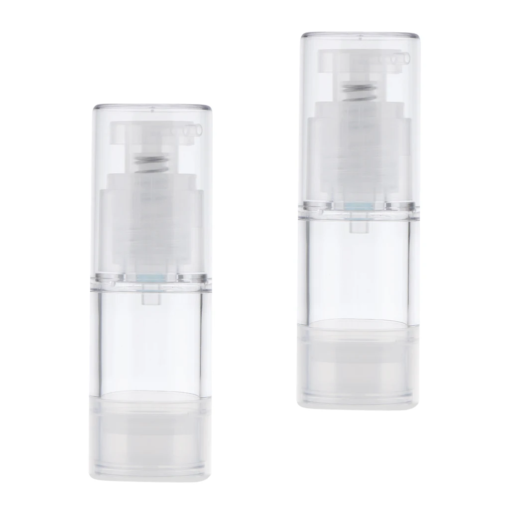 2 Pieces 15/30/50 ml Airless Pump Bottles, Great for Essential Oils, Lotions and Liquid Soap