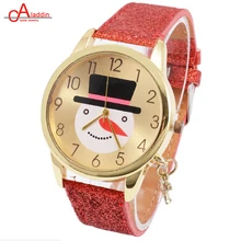 Aladdin Mulheres Por Atacado Feminino Papai Noel/Padrão Assista Moda Quartz Relógios de Pulso Presentes Da Árvore de Natal Do Boneco de neve Da Moda Vermelho