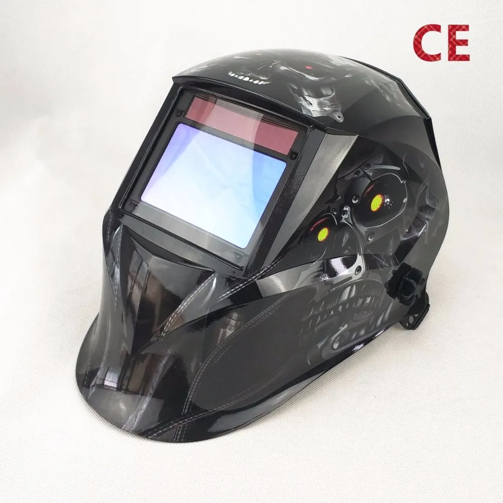 

Welding Mask Best Optical Quality 1/1/1/1 Big View Size 3.94x2.56" 100x65mm Widest Shade Range DIN(3)4-13 CE Welding Helmet