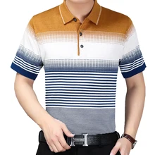 Бренд Smart Повседневная рубашка поло летние мужские полосатые рубашки поло Camisa Masculina Homme дышащие хлопковые рубашки-поло