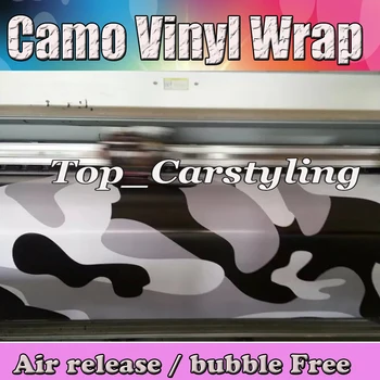 

Large WHITE BLACK Camouflage Vinyl For Car wrap film Camo Car Sticker Motorcycle Roof mirror Wraps Bubble Free 1.52x30m /roll