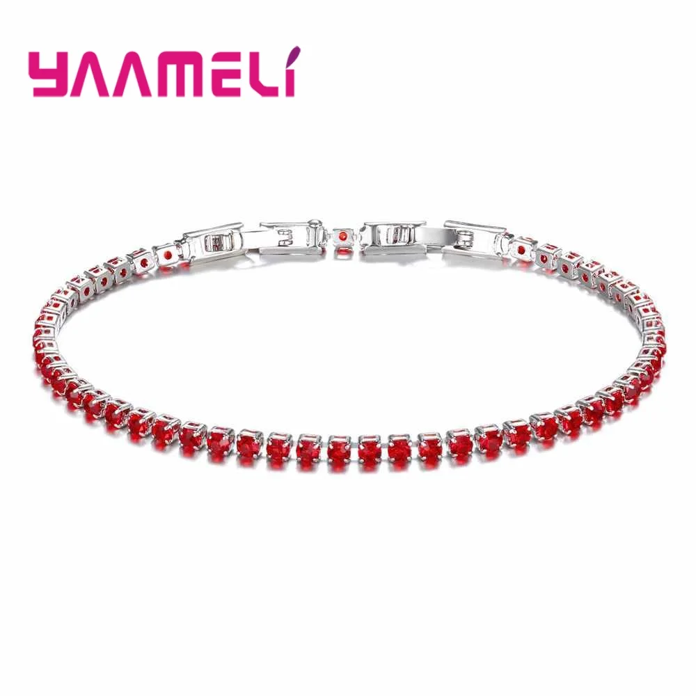 Модные Любовные подарки 925 Чистый Прозрачный Кристалл зубчатая установка звено цепи для продажи модные очаровательные браслеты для женщин - Окраска металла: Red