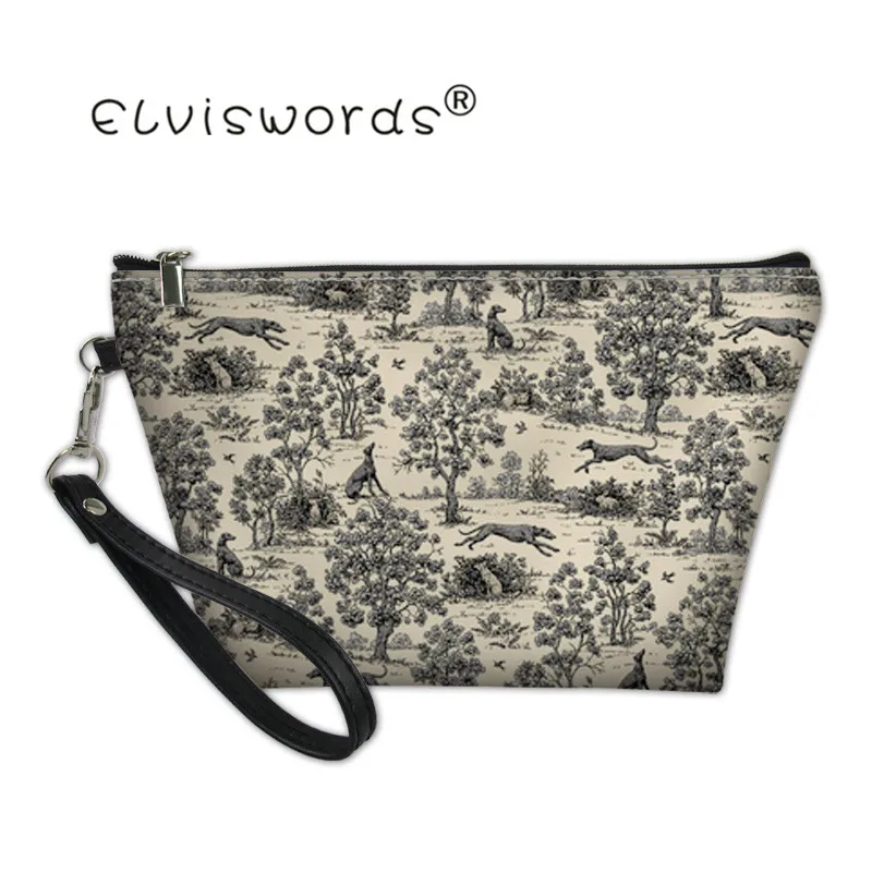 

ELVISWORDS Greyhounds Prints Women Customized Travel Organizer Cosmetic Make Up Bag HandBags Wash Pouch Storage Neceser Bag