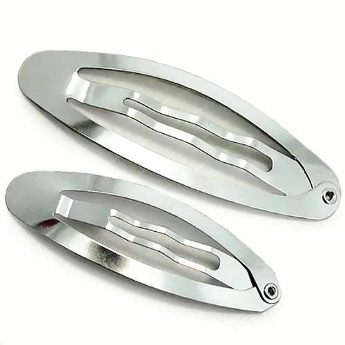 50pc Wholesale 5cm Oval Metal Snap Hair Clips Hairpins Barrettes Bulk