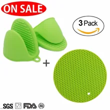 Термостойкая Силиконовая мини-прихватка перчатка для приготовления пищи для кухни+ 1 набор силиконовых прихваток термостойкие подставки держатель горшка 3 шт