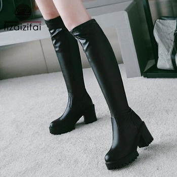 

Coolcept Size 33-45 Women Knee High Boots Winter Platform Keep Warm Fur Boots Fashion Daily Office Shoes Women Footwear